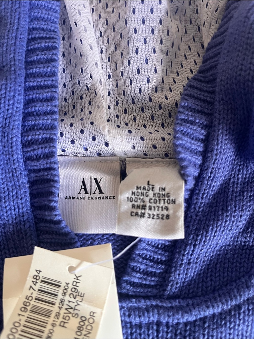 Armani Exchange Women’s Royal Blue Sleeveless Hooded Sweater - Picture 5 of 7